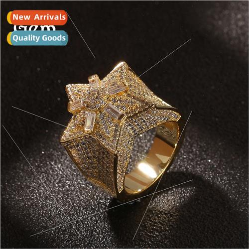 Hip Hop Pentagram Zirconia Ring Flower Star Ring Europe Jewe