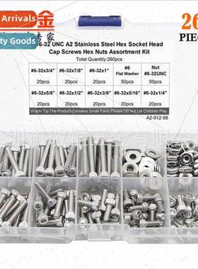 260pcs #6-32UNC US Stainless Steel 304 Cup & Cylindrical Hea