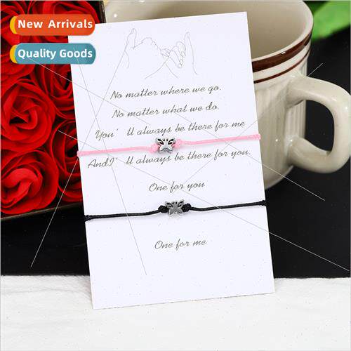 Europe New Butterfly Bear Korea Wax Rope Couple Bracelet Men