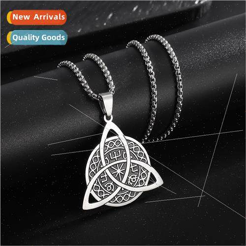 Nordic Viking Compass Stainless Steel Necklace Wch Celtic Kn