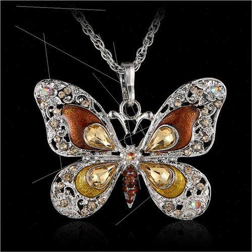 Europe Vintage Multicolor Butterfly Necklace Animal Pendant
