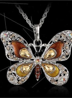 Europe Vintage Multicolor Butterfly Necklace Animal Pendant