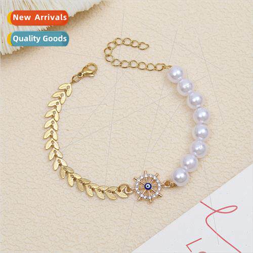 stainless steel Leaf Imation Pearls Diamonds Rudder Eyes Bra