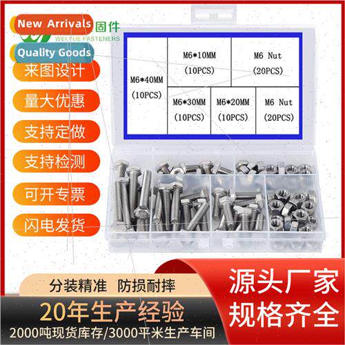 80pcs hexagon socket head bolts boxed set 304M6 hexagon head