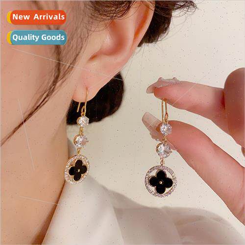 Korea Fashion Zirconia Four Leaf Flower Ear Hooks Female che