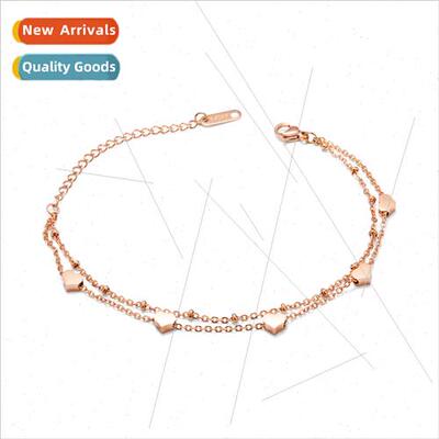 Fashionable small cute double layer love tanium steel wh ros