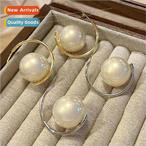 French retro large pearl stud earrings earrings female niche
