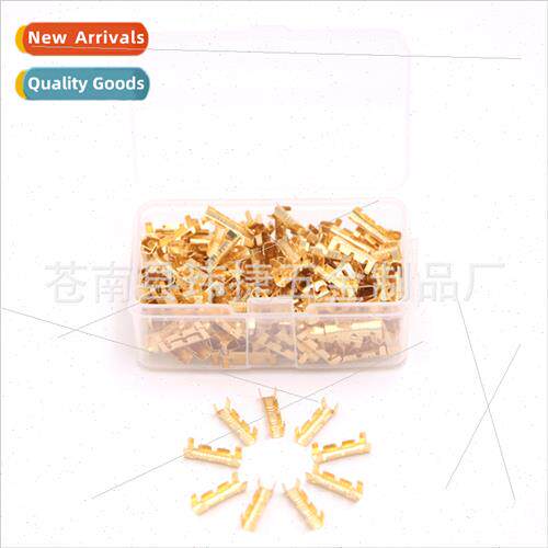 200pcs Boxed Golden U-Shape Copper Button Crimp Terminals Co