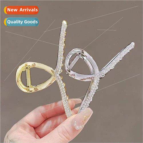 Korea simple cross rhinestone grab clip back head plate hair
