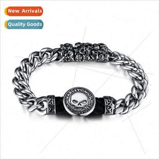 Europe Retro Chunky Tanium Steel Cuban Chain Spliced Round g