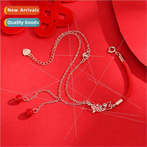 2024 New  ck Red Rope Happiness Koi Landing Anklet Women Ros