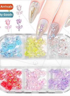 New nail jewelry 6 colors resin translucent color roses auro