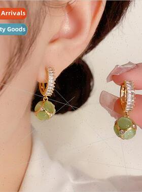 Fashion Retro Zirconia Cat Eye Stone Ball Earrings Hundred E