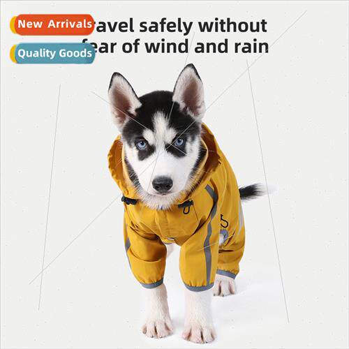 New Pet Raincoat Wh Hood Big Dog Rain Poncho WaterproReflect