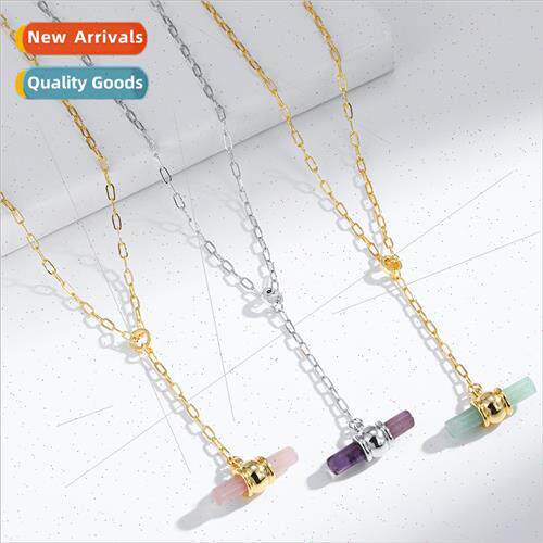 Metal gold-plated Y-shaped inlaid semi-precious stone neckla
