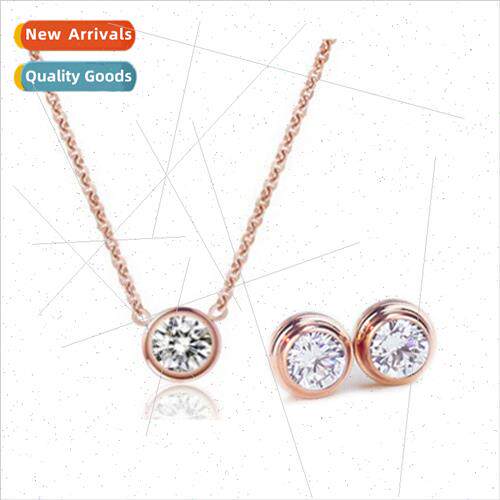 Koreafemale ins simple rose gold tanium steel diamond neckla