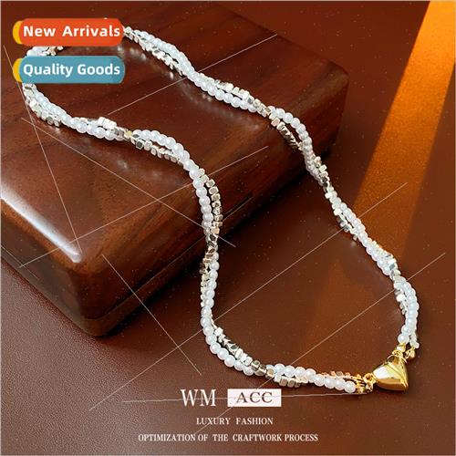 Pearl twisted love heart patchwork magnetic necklace niche h