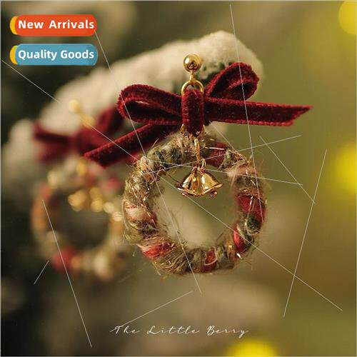 2024 Bow Plush Earrings适用Women Niche Earrings Holiday Earr