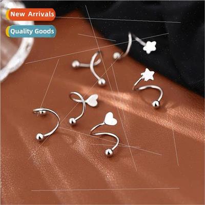 Spring screw screw earrings female silver ear jewelry premiu
