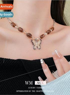 Butterfly Necklace New Chinese Merad Curry Color Retro Punk