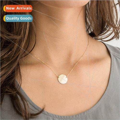 Europe popular necklace simple stainless steel round pendant