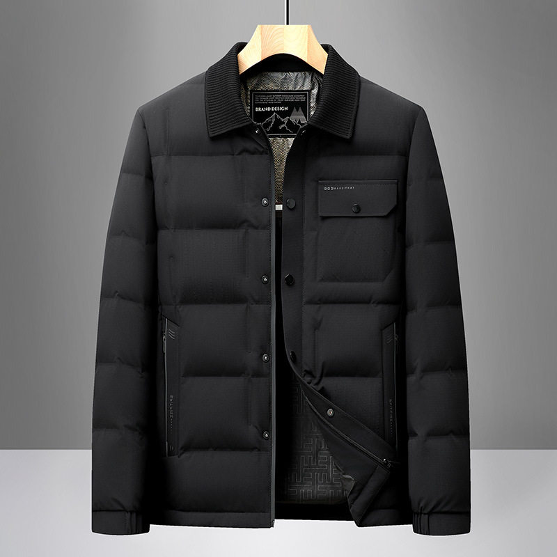 【白鸭绒】品牌翻领羽绒服男冬季新款商务休闲中年干部服保暖外套