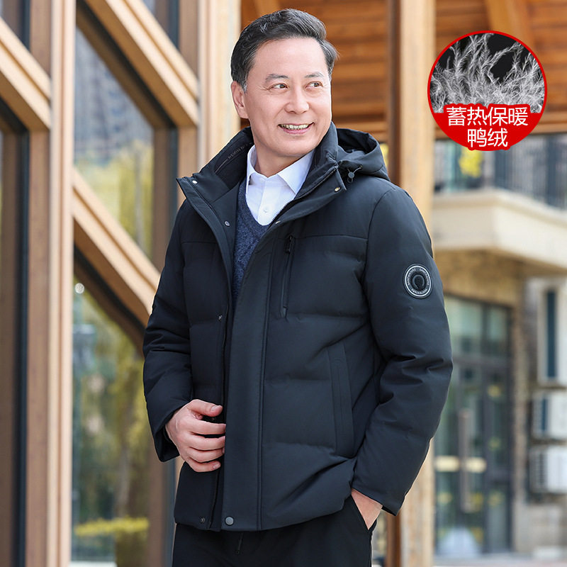 2025冬季新款白鸭绒男款羽绒服爸爸款加厚保暖中老年冬装爷爷外套