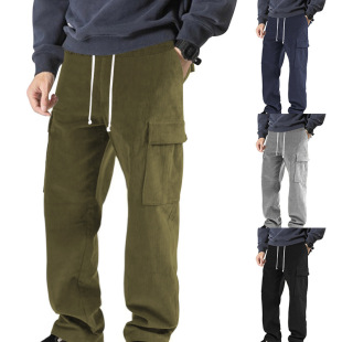 Corduroy cargo straightleg pants宽松灯芯绒多口袋工装直筒裤男