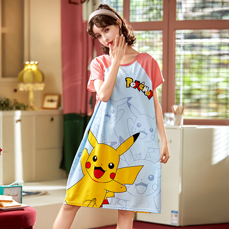 2023新款少女睡裙夏宽松大码长款可外穿短袖