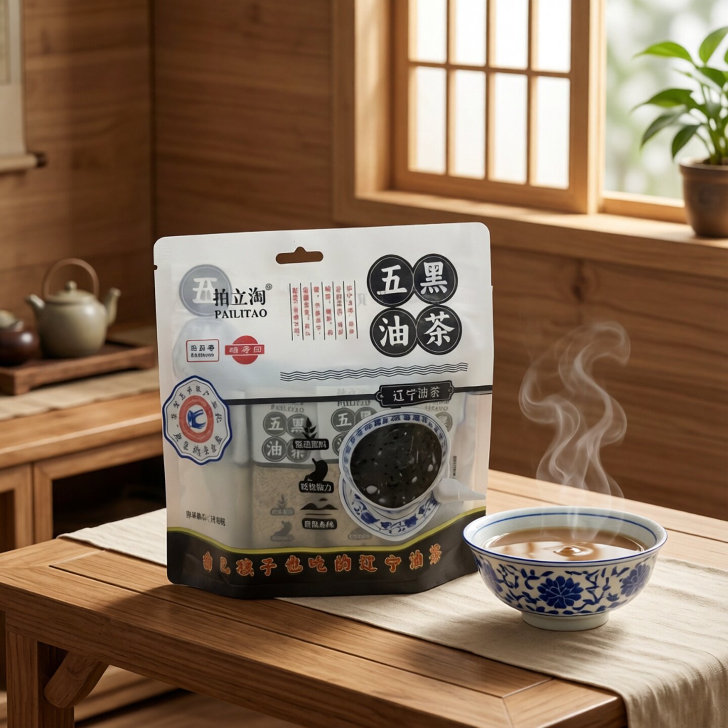 柏寿园辽宁油茶五黑五仁油茶独立装东北老式早代餐充饥芝麻糊378g