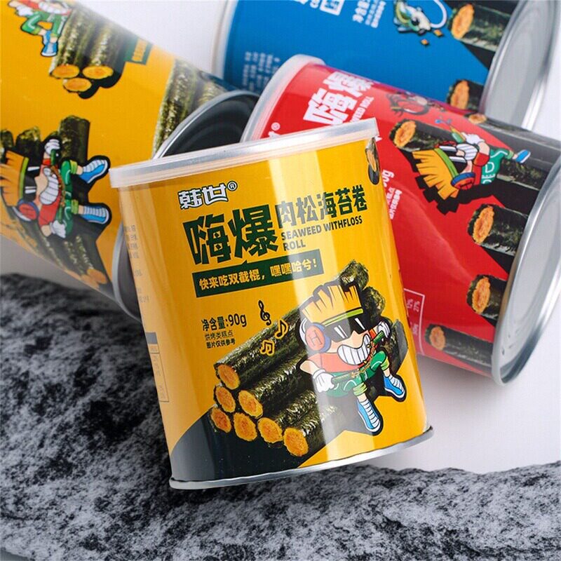 韩世嗨爆肉松海苔卷90g罐装
