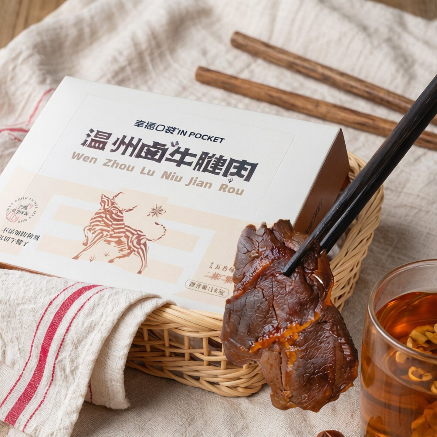 幸福口袋温州卤牛腱肉开袋即食独立小包装卤味牛肉干2盒装小零食