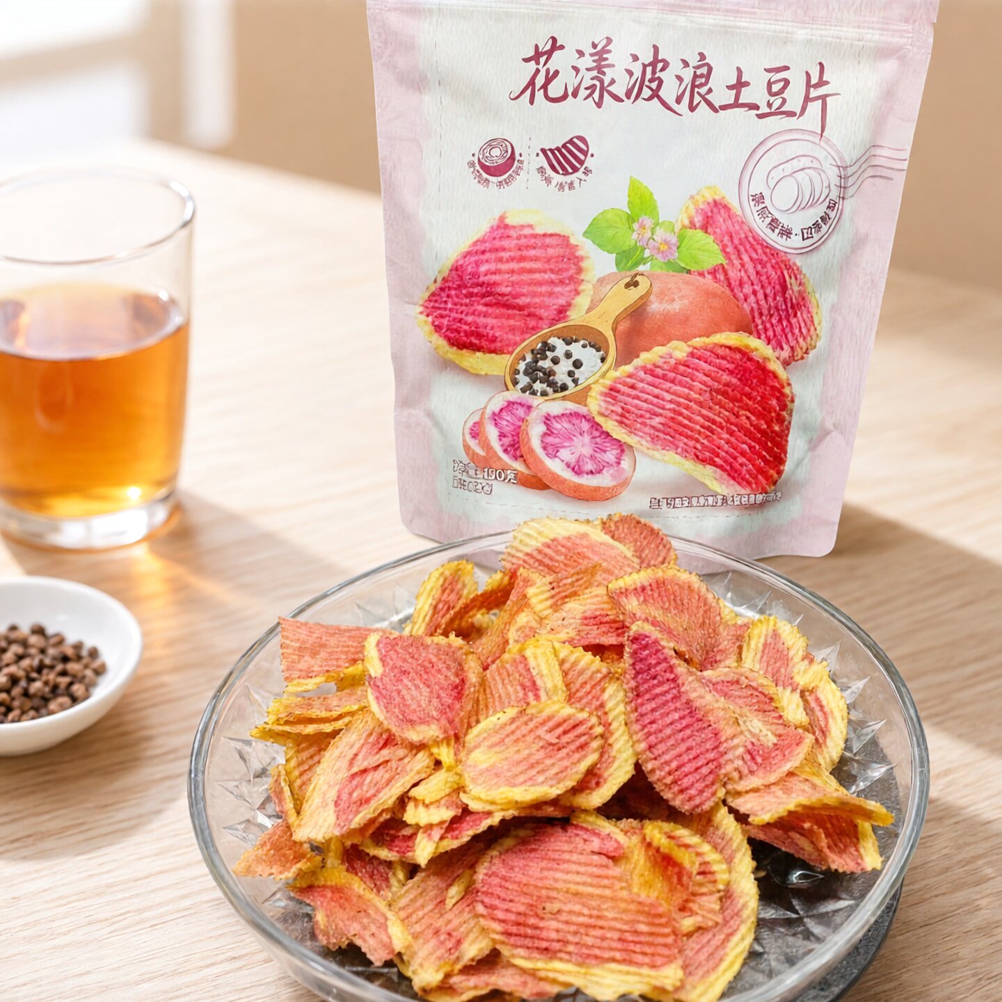 云南滇二娃红心花漾薄脆原切薯片