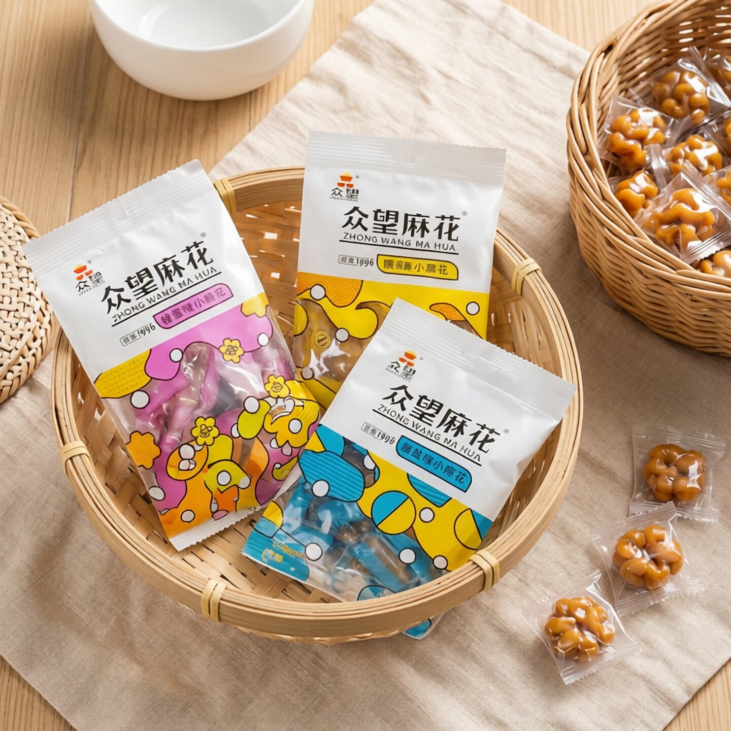 众望小麻花235g袋装黑糖蜂蜜芝麻红糖椒盐味独立装网红特产小零食