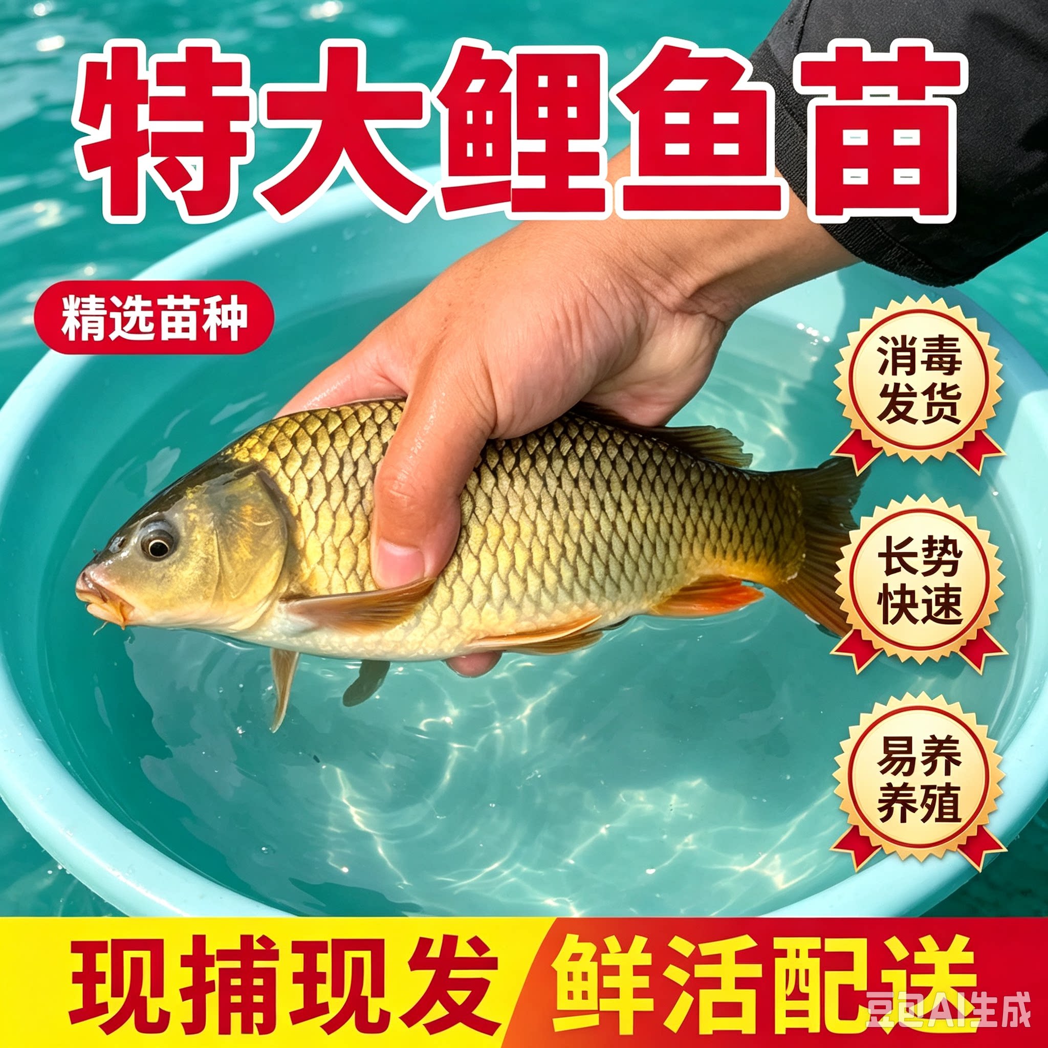 特大鲤鱼苗淡水养殖四大家鱼稻花鲤鱼花背稻田鲤红尾杂交建鲤鱼苗