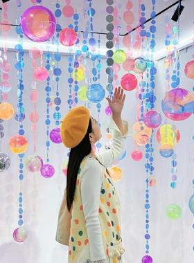 亮片星球挂吊饰屋顶拍照道具网红打卡点布置店铺装饰生日派对橱窗