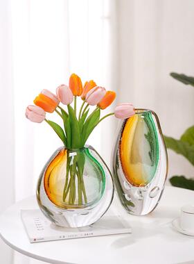 光豪华艺术玻璃花瓶颜色匹配入口餐桌电视橱柜装饰品客厅工艺品装
