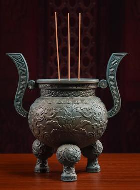 戴玉堂东方三足鼎香炉陶瓷仿古复古客厅家用室内供佛供奉鼎摆件