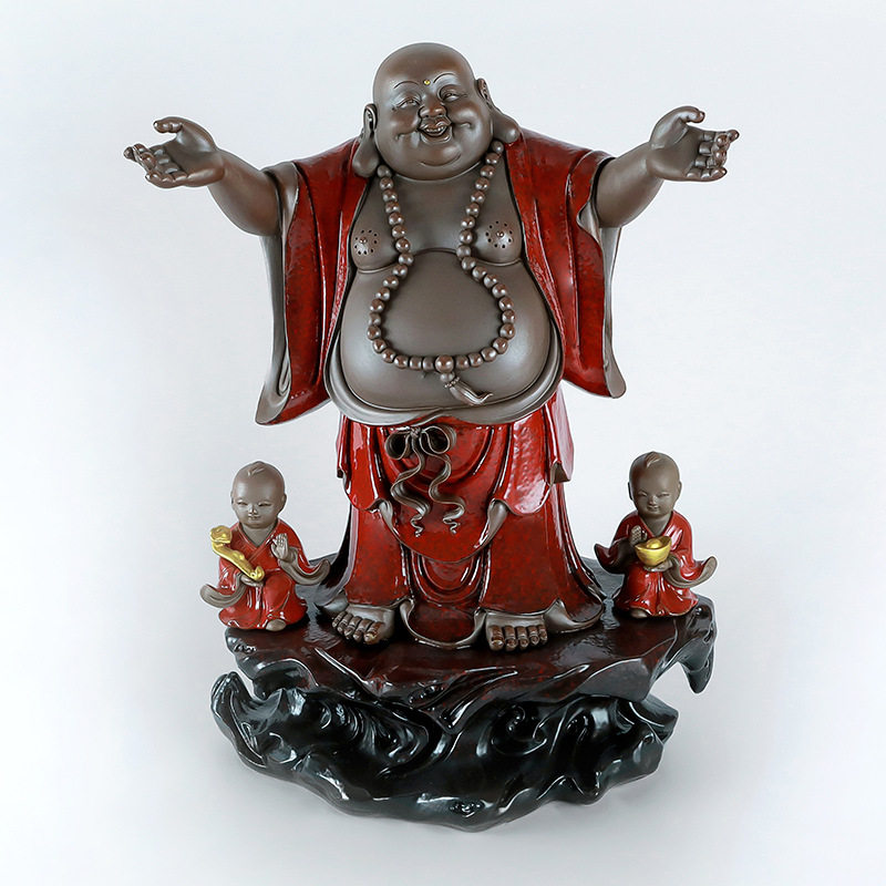 陶瓷大号弥勒佛像摆件创意家居客厅大度笑佛装饰乔迁新居开业送礼