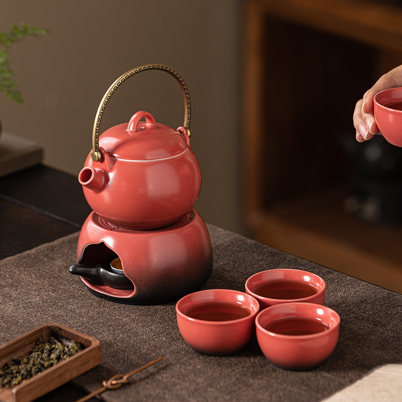 陶瓷烤炉提梁壶家用蜡烛加热茶炉暖茶温茶煮茶炉复古泡茶套装茶壶