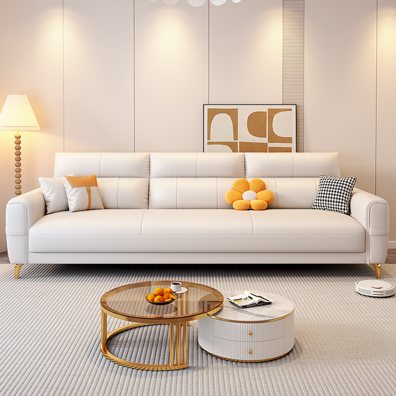 CBD奶油风沙发小户型现代简约乳胶客厅猫抓布科技布艺直排三人位