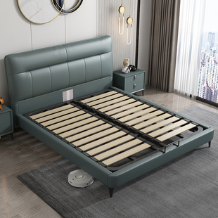 CBD现代真皮床皮床简约厂家直销双人床软床广东佛山家具头层牛皮