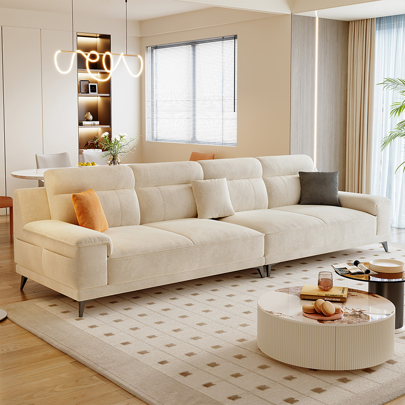 CBD极简奶油风布艺沙发客厅现代简约磨砂布家用轻奢小户型直排多
