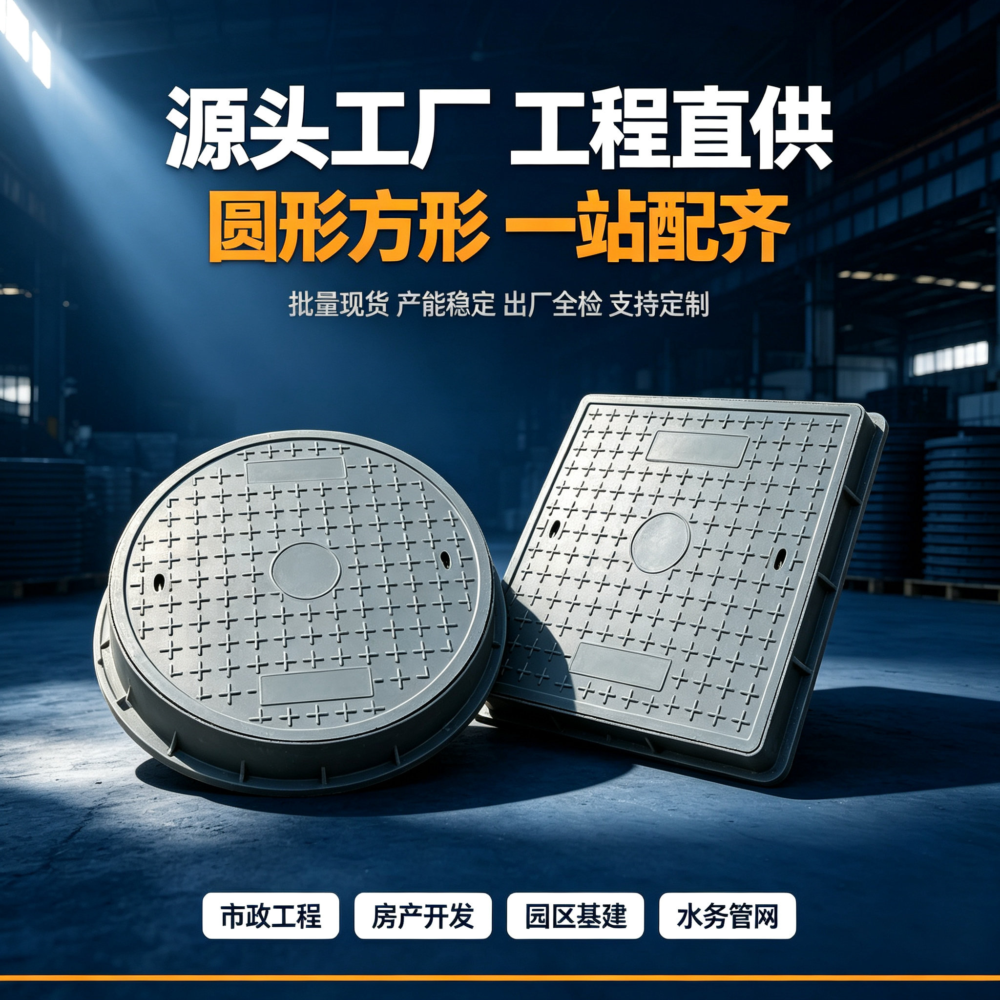 复合树脂耐腐蚀井盖圆方一站配齐