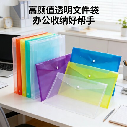 定制文件袋透明塑料档案袋学生用按扣袋定做a4资料袋印logo广告