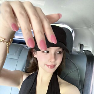 手工江坂丽奈蜜桃粉色美甲片穿戴甲中长款2026新款轻奢高级感超火