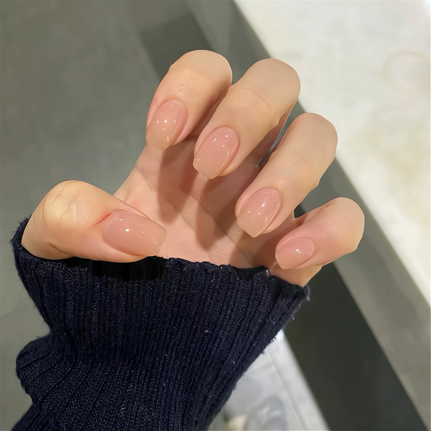 美甲尽头~裸色手工美甲