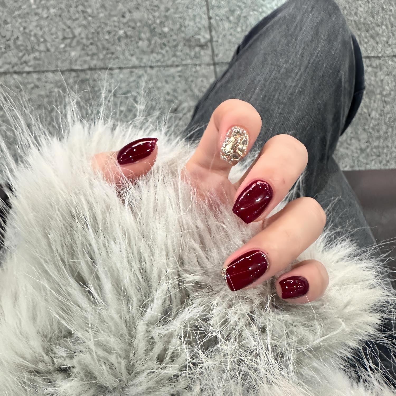 酒红镶钻穿戴甲美甲指甲贴片秋冬中长款高级感显白爆闪轻奢美甲女,彩妆/香水/美妆工具,穿戴甲/甲片,淘宝优惠券,粉丝福利购,淘宝优惠卷
