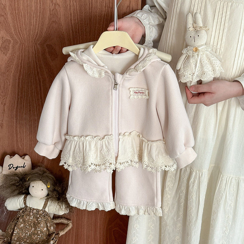女童秋季套装2026新款儿童洋气卫衣两件套女宝宝秋装连帽外套 a类