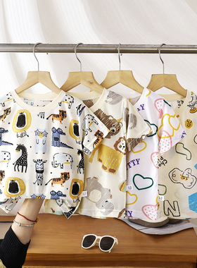 儿童短袖T恤男女童夏季彩色冰凉薄款中大童男孩潮流休闲短袖儿童